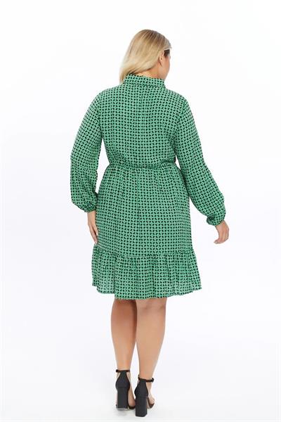 Kadın Uzun Kol Gömlek Yaka Düğme Detaylı Midi Elbise 4480/105