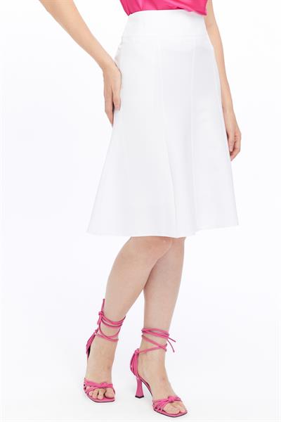 Apsen Kadın Beyaz Mevsimlik Parçalı kloş Midi Etek 1896-63