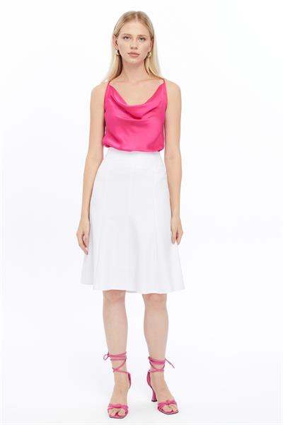 Apsen Kadın Beyaz Mevsimlik Parçalı kloş Midi Etek 1896-63