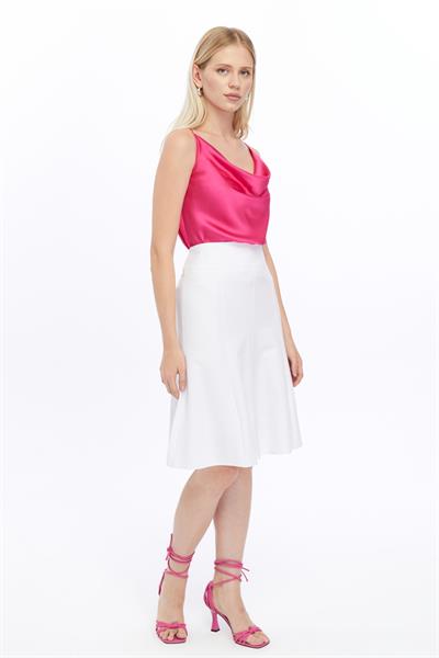 Apsen Kadın Beyaz Mevsimlik Parçalı kloş Midi Etek 1896-63