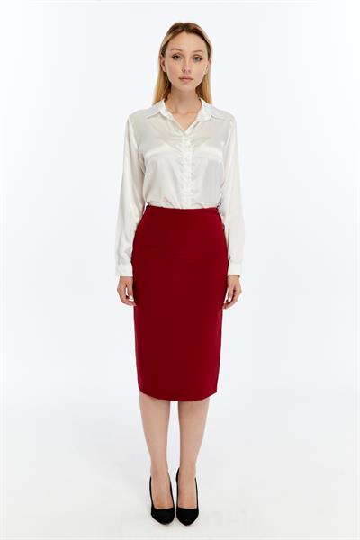 Apsen Kadın Bordo Mevsimlik  Yırtmaç Detaylı etek 1903-70