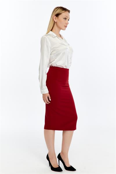 Apsen Kadın Bordo Mevsimlik  Yırtmaç Detaylı etek 1903-70