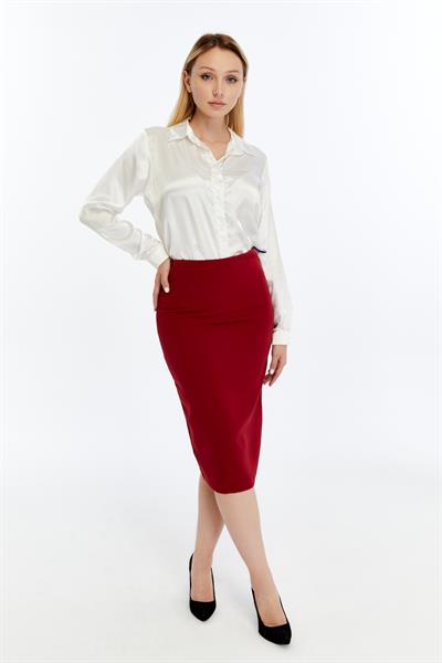 Apsen Kadın Bordo Mevsimlik  Yırtmaç Detaylı etek 1903-70