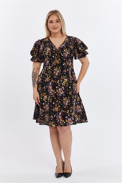 Apsen Kadın Çiçek Desenli Viskon Dokuma Midi Elbise 4502/105