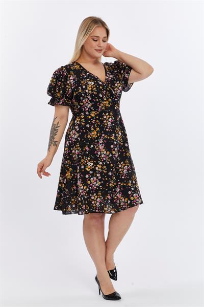 Apsen Kadın Çiçek Desenli Viskon Dokuma Midi Elbise 4502/105