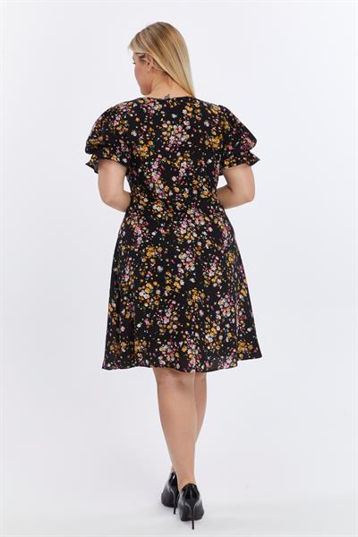 Apsen Kadın Çiçek Desenli Viskon Dokuma Midi Elbise 4502/105