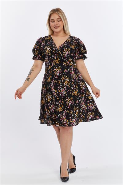 Apsen Kadın Çiçek Desenli Viskon Dokuma Midi Elbise 4502/105