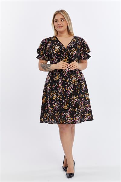 Apsen Kadın Çiçek Desenli Viskon Dokuma Midi Elbise 4502/105