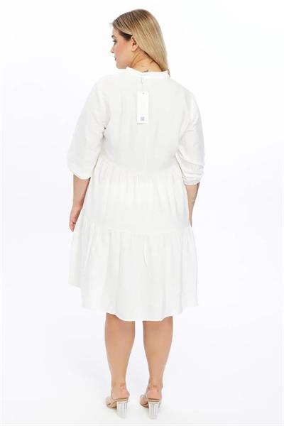 Kadın Büyük Beden V Yaka Düğmeli Midi Elbise 4483/105