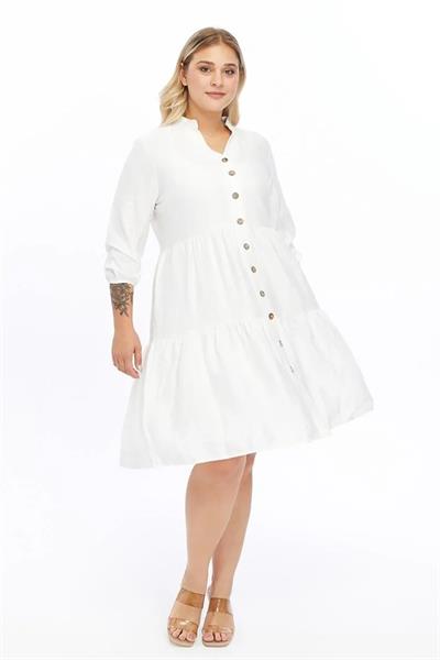 Kadın Büyük Beden V Yaka Düğmeli Midi Elbise 4483/105