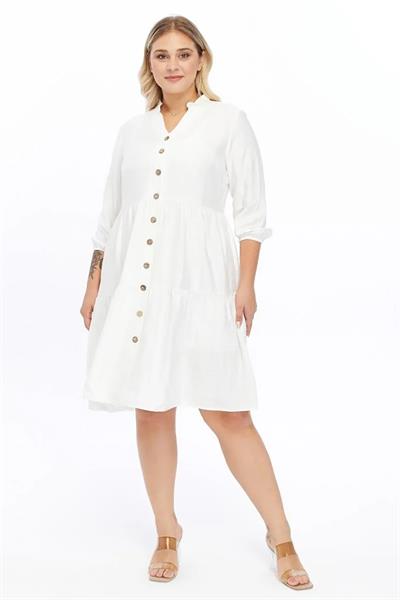 Kadın Büyük Beden V Yaka Düğmeli Midi Elbise 4483/105