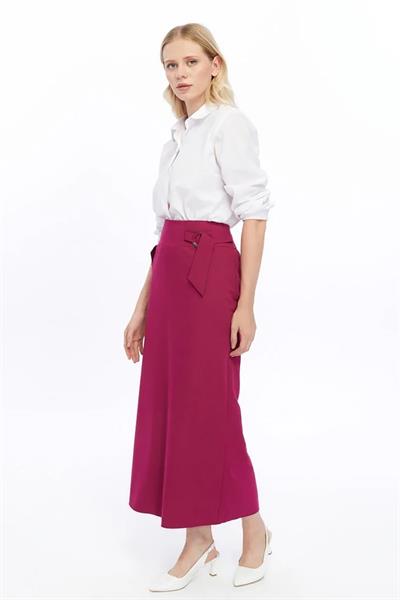 Kadın Cep Detaylı Mevsimlik Poliviskon Kalem Uzun Etek