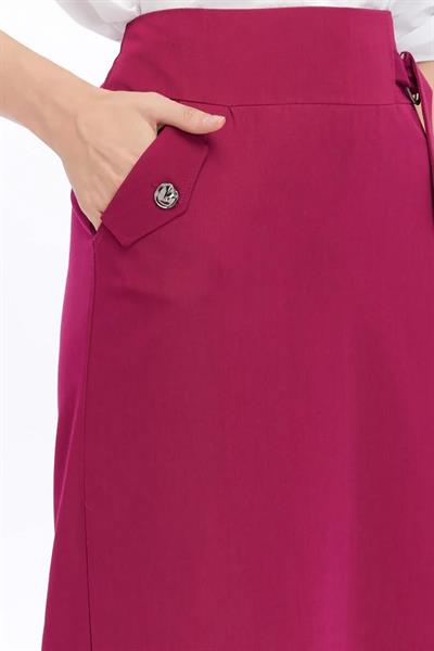 Kadın Cep Detaylı Mevsimlik Poliviskon Kalem Uzun Etek