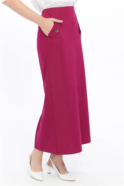 Kadın Cep Detaylı Mevsimlik Poliviskon Kalem Uzun Etek