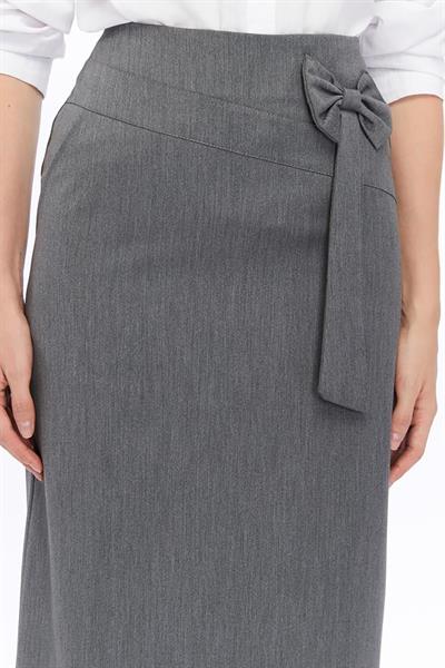 Apsen Kadın Gri Mevsimlik fiyonk Detaylı Uzun Kalem Etek 2093-95 