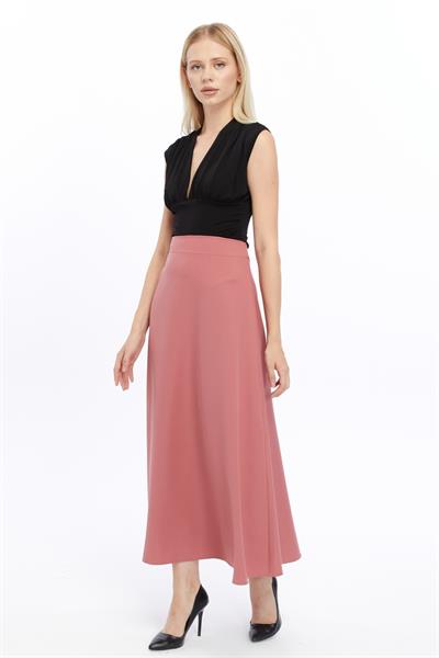 Apsen Kadın Gül Kurusu Mevsimlik Fermuarlı Uzun kloş Etek 2148-95