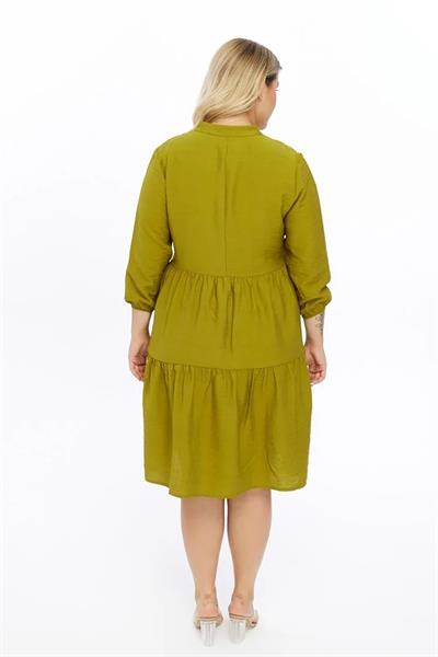 Kadın Büyük Beden V Yaka Düğmeli Midi Elbise 4483/105