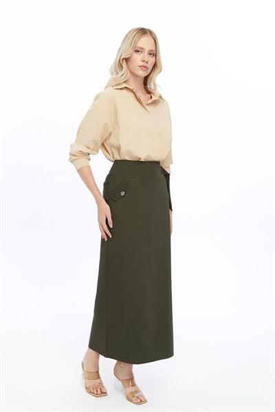 Kadın Cep Detaylı Poliviskon Kalem Etek 2107/95