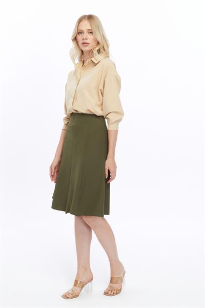 Apsen Kadın Haki Mevsimlik Parçalı kloş Midi Etek 1896-63