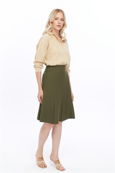 Apsen Kadın Haki Mevsimlik Parçalı kloş Midi Etek 1896-63