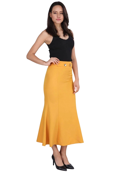 Kadın Mevsimlik Düğmeli Apolet Detaylı Balık Tesettür Etek 2161/95