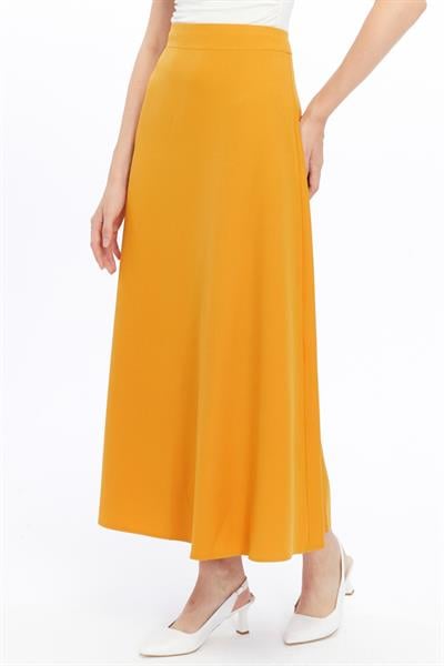 Apsen Kadın Hardal Mevsimlik Fermuarlı Uzun kloş Etek 2148-95