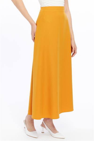 Apsen Kadın Hardal Mevsimlik Fermuarlı Uzun kloş Etek 2148-95