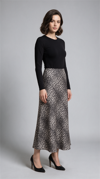 2197 90 Leoparlı Saten Etek