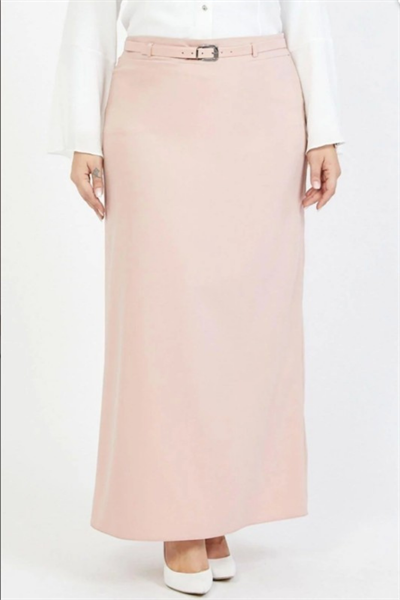 Apsen Kadın  Kemerli Pudra  Büyük Beden Dokuma Kumaş Etek 1580-100