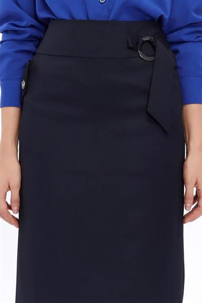 Apsen Kadın  Lacivert Cep Detaylı Mevsimlik Poliviskon Kalem Uzun Etek 2107-95