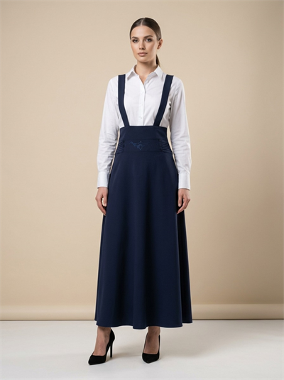 Apsen Kadın Lacivert Dokuma Salopet Etek 1952-106