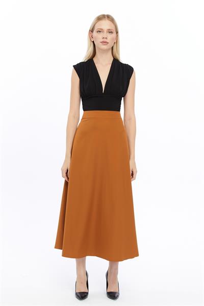 Apsen Kadın Mevsimlik Fermuarlı Uzun kloş Etek 2148-95