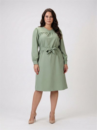 Apsen Kadın Mint Uzun Kol Mevsimlik Midi Boy Büyük Beden Elbise 4409-110