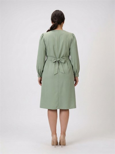 Apsen Kadın Mint Uzun Kol Mevsimlik Midi Boy Büyük Beden Elbise 4409-110