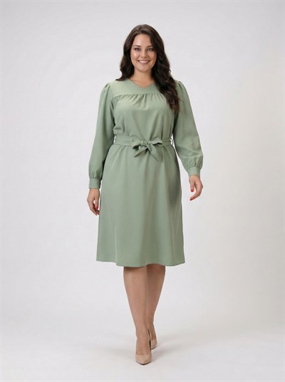 Apsen Kadın Mint Uzun Kol Mevsimlik Midi Boy Büyük Beden Elbise 4409-110
