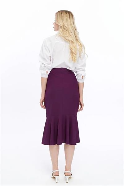 Apsen Kadın Mor Mevsimlik Volanlı Midi Boy Krep Etek  2123-80
