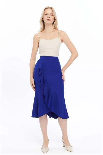 Kadın Mevsimlik Volanlı Midi Boy Krep Etek 2123/80