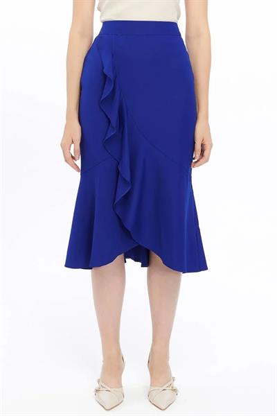 Kadın Mevsimlik Volanlı Midi Boy Krep Etek 2123/80
