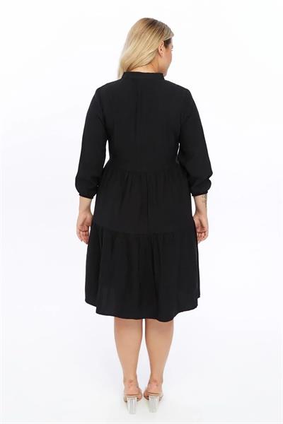 Kadın Büyük Beden V Yaka Düğmeli Midi Elbise 4483/105