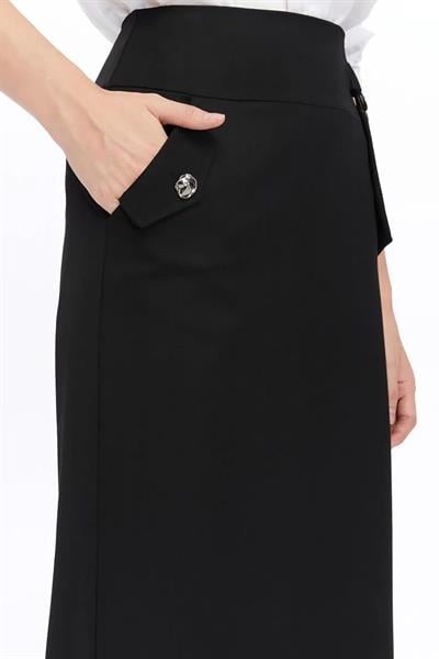 Apsen Kadın Siyah Cep Detaylı Poliviskon Kalem Etek 2107-95 