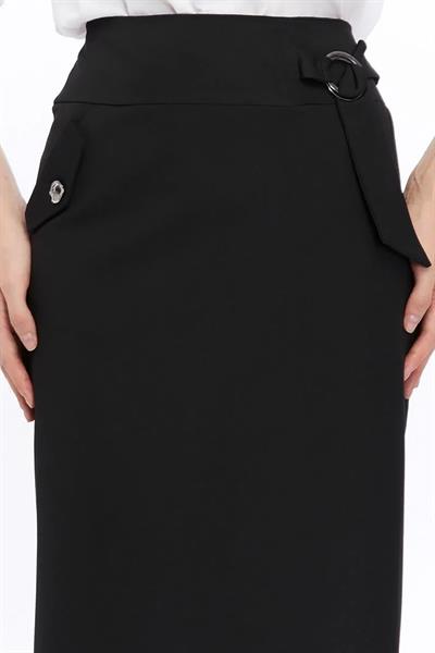 Apsen Kadın Siyah Cep Detaylı Poliviskon Kalem Etek 2107-95 