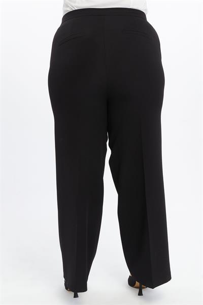 Apsen Kadın Siyah Yüksek Bel Cep Detaylı Wide Leg/Geniş Paça Dokuma Kumaş Pantolon 370/105