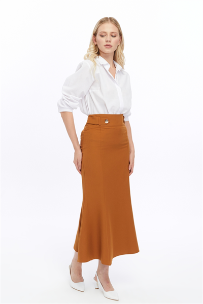 Kadın Mevsimlik Düğmeli Apolet Detaylı Balık Tesettür Etek 2161/95