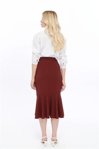 Apsen Kadın Tarçın Mevsimlik Volanlı Midi Boy Krep Eetek 2123-80
