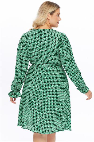 Kadın Kruvaze Yaka Kuşak Detaylı Midi Elbise 4481/105