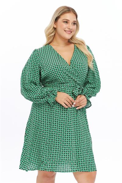 Kadın Kruvaze Yaka Kuşak Detaylı Midi Elbise 4481/105