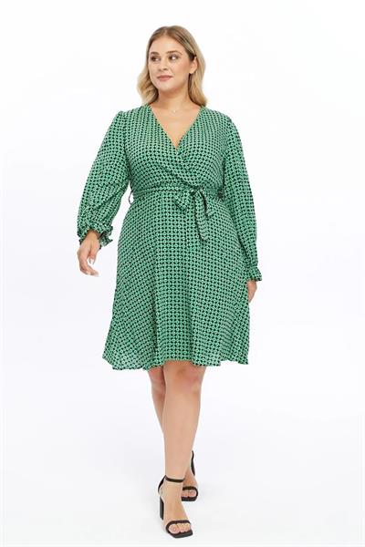 Kadın Kruvaze Yaka Kuşak Detaylı Midi Elbise 4481/105