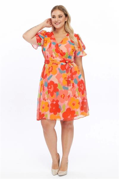 Çok Renkli Şifon Elbise 4490/105