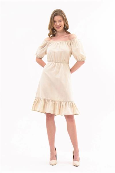 Kadın Beli Lastikli Tery Coton Elbise 4367/95