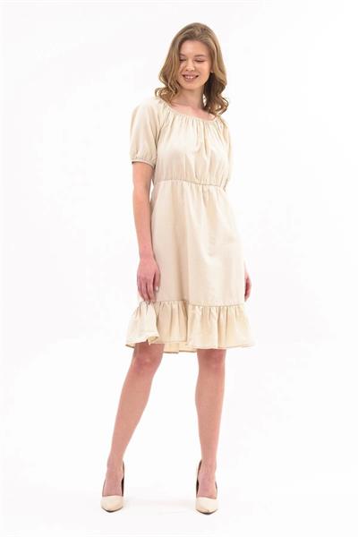 Kadın Beli Lastikli Tery Coton Elbise 4367/95